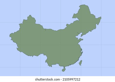China Map - World map International vector template with green color on blue background and grid design for design, education, website, infographic, banner - Vector illustration eps 10