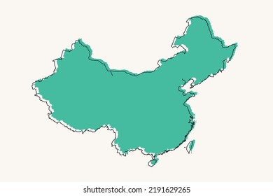 China Map - World map International vector template with black and green geometric shapes and lines style isolated on white background for design, infographic - Vector illustration eps 10
