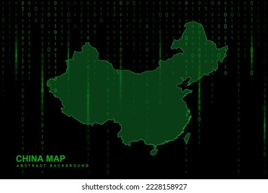 China Map - World Map International vector template with Matrix green binary computer code background including light for design, website, hacker concept - Vector illustration eps 10