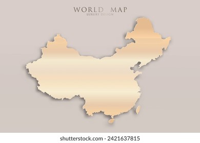 China Map - World map International vector template with 3D, gold luxury design including shadow on bright background for design, education, website, infographic - Vector illustration eps 10