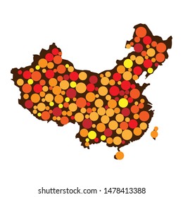 China Map Yellow and Red Circle Fills vector china map vector background