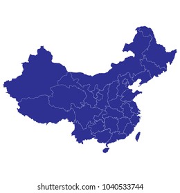 China map.blue map of china. white background vector.