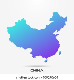China map,border with purple,turquoise gradient. Vector illustration