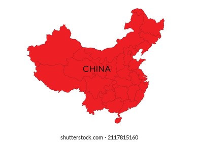 China Maps drawing with color. Illustration in vector and picture.