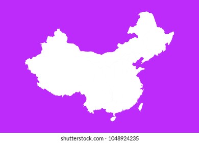 China map-White map on purple background. Each city and border has separately. Vector illustration eps 10.