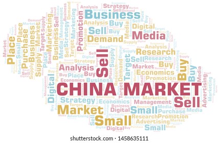 China Market word cloud. Vector made with text only
