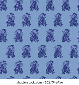China mascot Vector abstract seamless pattern. Vintage art deco texture , Ideal for greeting card or backdrop template design