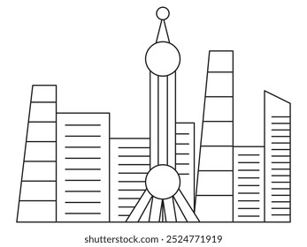 China cidade metropolitana cidade urbana destino turístico moderno lugar cultura chinesa esboço arte ícone design