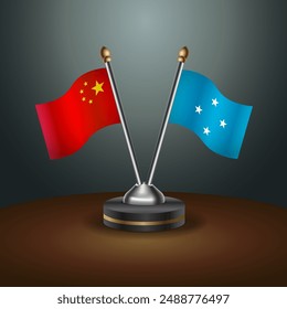 China and Micronesia table flags relation with gradient backgrund