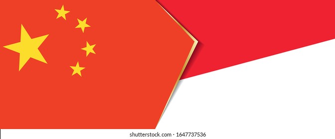 China and Monaco flags, two vector flags symbol of relationship or confrontation.