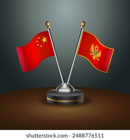 China and Montenegro table flags relation with gradient backgrund