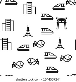 China Nation Vector Seamless Pattern Thin Line Illustration