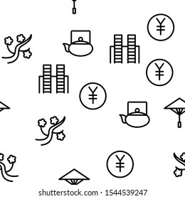 China Nation Vector Seamless Pattern Thin Line Illustration