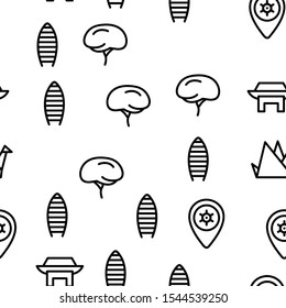 China Nation Vector Seamless Pattern Thin Line Illustration