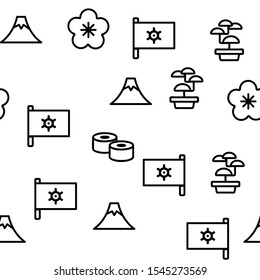 China Nation Vector Seamless Pattern Thin Line Illustration