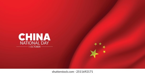 China National Day 1 October waving flag vector poster