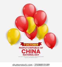 China national day with balloons decoration with copy space background