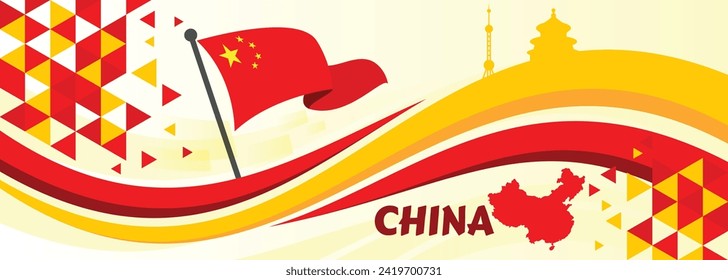 Chinesisches Tagesbanner mit abstraktem modernem Design