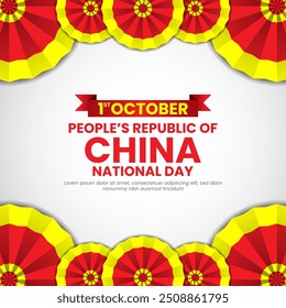 China National Day banner with flag ornament decoration. National Day of the People's Republic of China