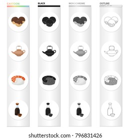 China, national, dish and other web icon in cartoon style. Bottle, cork, sauce, icons in set collection.