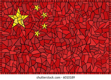 China national flag created as window-pane; original size ratio -  2:3