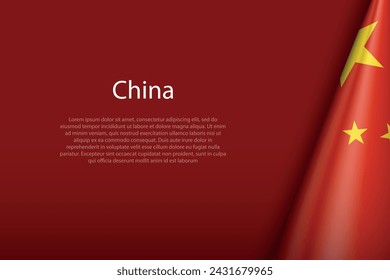 China national flag isolated on dark background with copyspace