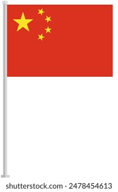 China national flag pole icon isolated on white background.