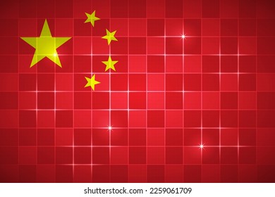 China National Flag Rectangle 3:2 Official Ratio Chessboard Digital Neon Grid Square Brick Design Backdrop Background