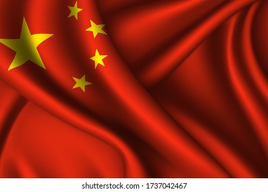 Bandera nacional china de seda. Textura de tela vectorial