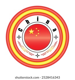 Arte vectorial de la insignia del orgullo nacional de China. emblema circular con Colores de la bandera de China rojo y amarillo. Simbolizando la identidad nacional china. EPS de Vector editable disponible