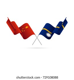 China and Nauru flags. Vector illustration.