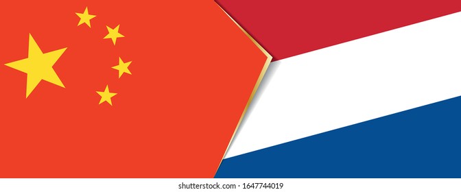 China and Netherlands flags, two vector flags symbol of relationship or confrontation.
