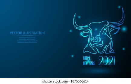 China New 2021 Year on blue abstract background. simple blue background. Starlight background
