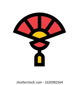 china new year related chines stylish fan vector with editable stroke
