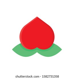 china new year related peach fruit vector in flat design