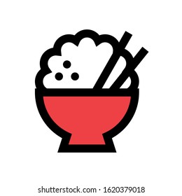 china new years, related rices with bowls, and stick vectors, with editable strokes,