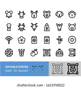 China new years, related sets, with Chinese zodiac animals vector, in lineal styles,