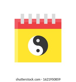 china new years, related yin yangs, on calendars vectors, in flat designs,