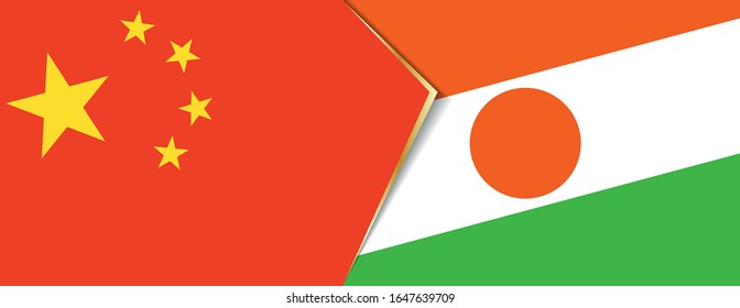 China and Niger flags, two vector flags symbol of relationship or confrontation.