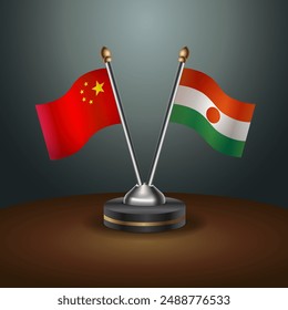 China and Niger table flags relation with gradient backgrund