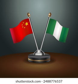 China and Nigeria table flags relation with gradient backgrund