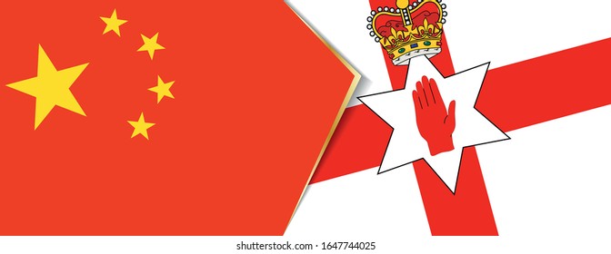 China and Northern Ireland flags, two vector flags symbol of relationship or confrontation.