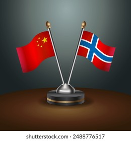 China and Norway table flags relation with gradient backgrund