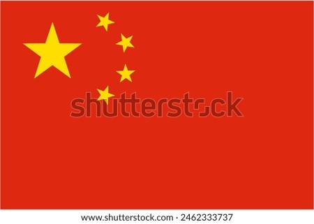 China official flag vector with standard size and proportion. National flag emblem with accurate size and colors.