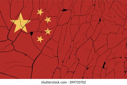 China old flag with fracture. Grunge effect can be cleaned easily.