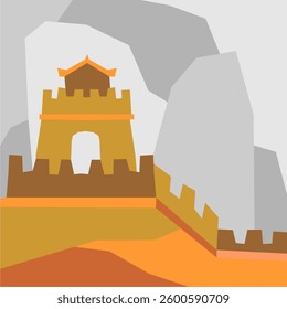 China old heritage building freehand drawing vector