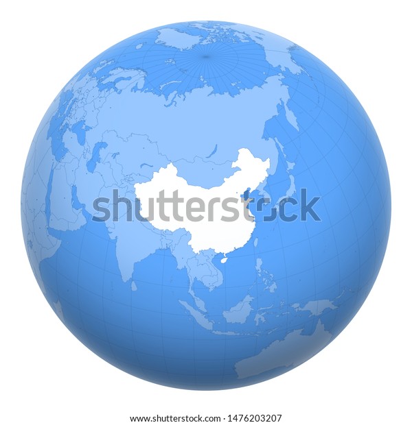 世界中の中国 中華人民共和国 Prc の所在地を中心とする地球 中国の地図 首都を持つ画層を含めます のベクター画像素材 ロイヤリティフリー