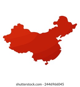 China auf Weltkarte Symbol. Rotes Element isoliert auf weißem Hintergrund. Geografie des Ortes. Ostasien: der südöstliche Teil des an den Pazifik angrenzenden eurasischen Kontinents.Vektorillustration