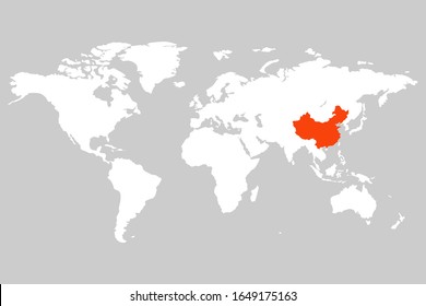china en el mapa mundial ilustración vectorial aislada