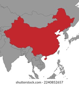 China en el mapa mundial. Ilustración vectorial.